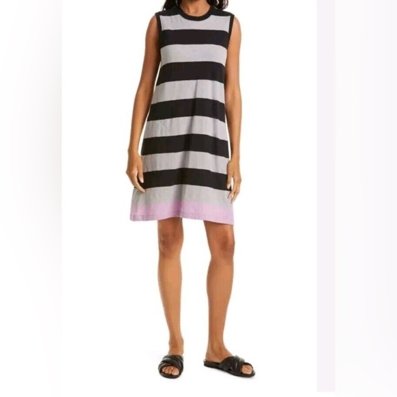 NWT ATM Anthony Thomas Melillo Striped Cotton Shift Sleeveless Mini Dress Medium - Picture 1 of 12